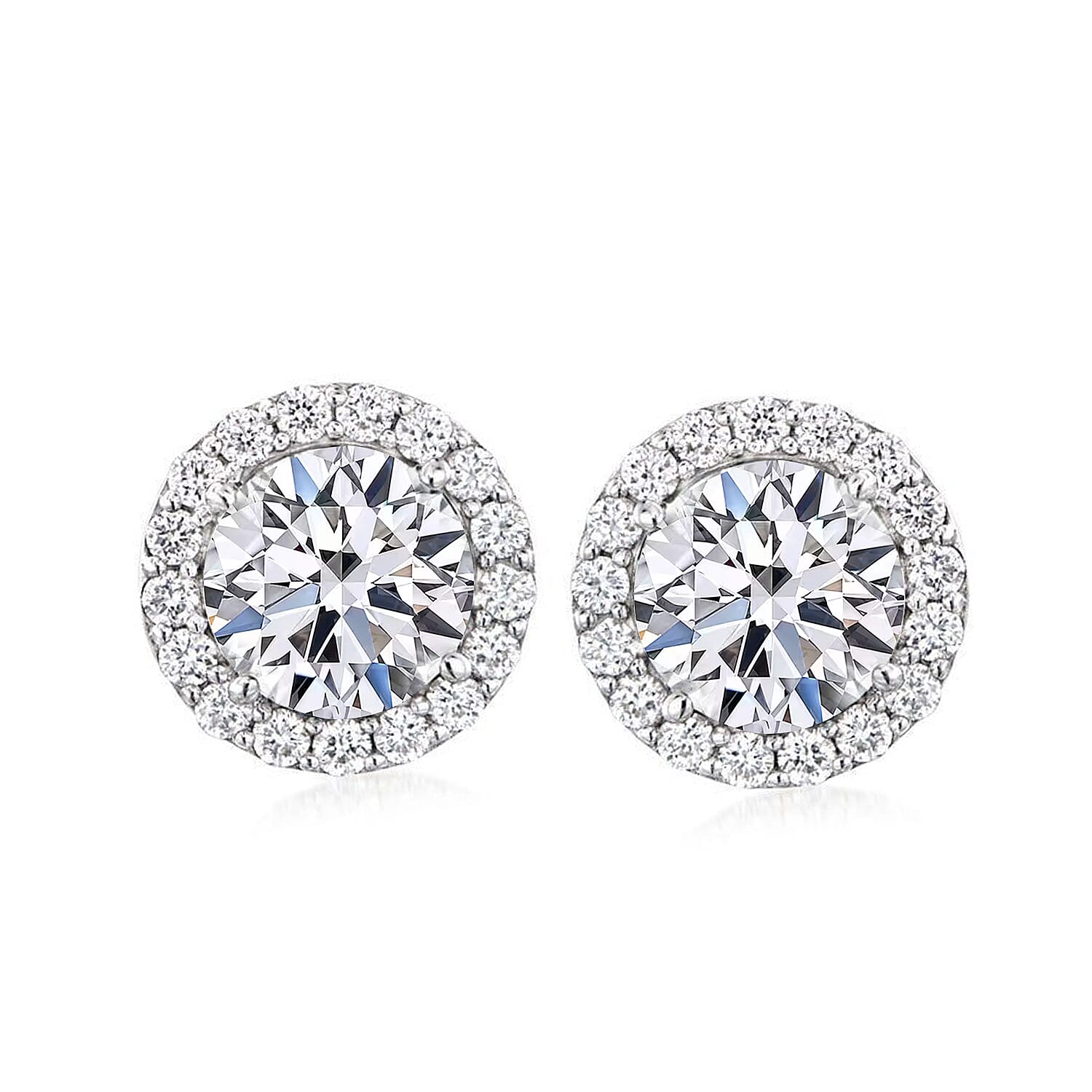 New York Close Out - 14K Yellow Gold Lab Grown Diamond (VS-GH) Halo Earring with Push Back 5.00 Ct.