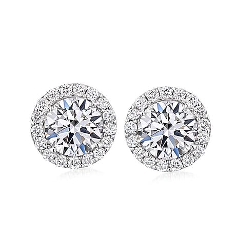 New York Close Out - 14K Yellow Gold Lab Grown Diamond (VS-GH) Halo Earring with Push Back 5.00 Ct.