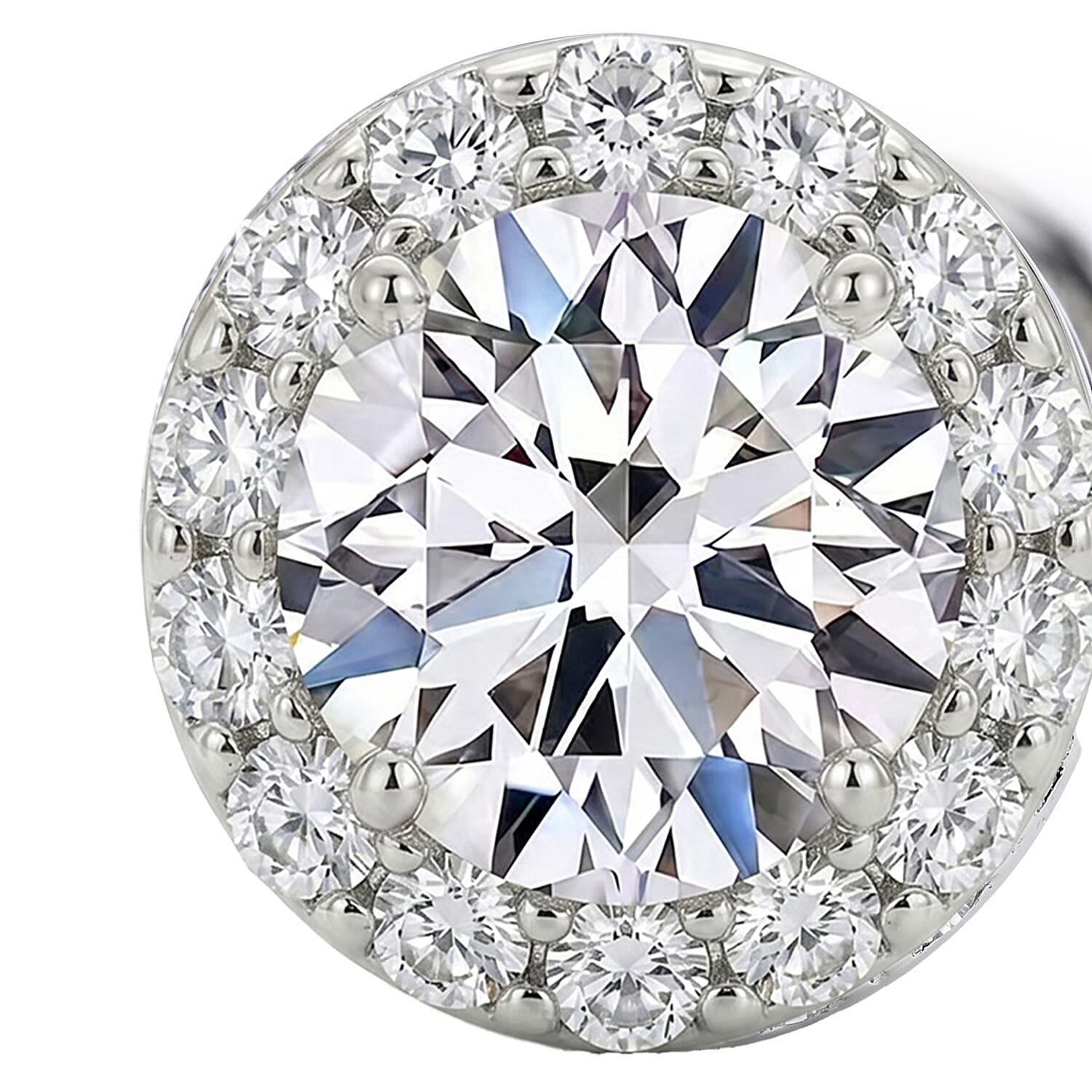 New York Close Out - 14K Yellow Gold Lab Grown Diamond (VS-GH) Halo Earring with Push Back 5.00 Ct.