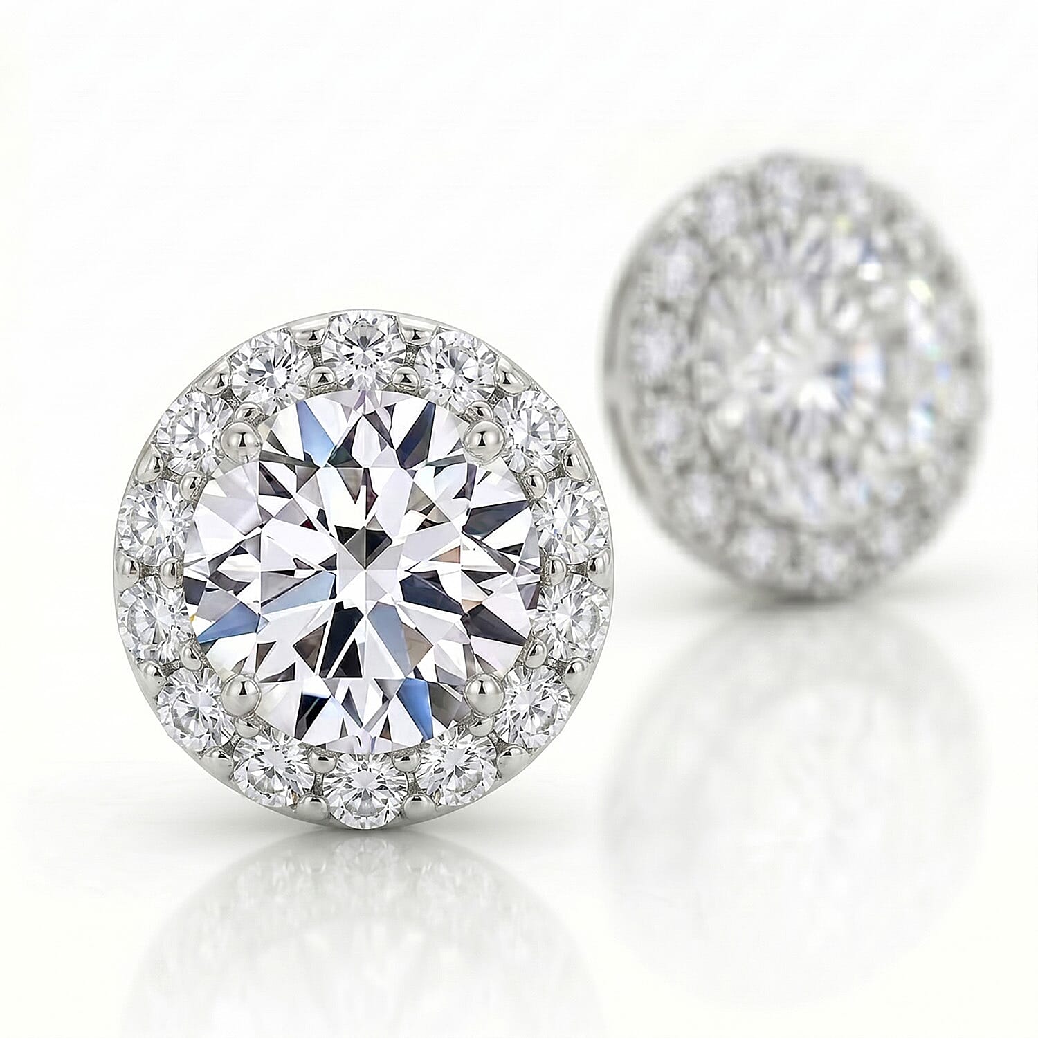 New York Close Out - 14K Yellow Gold Lab Grown Diamond (VS-GH) Halo Earring with Push Back 5.00 Ct.
