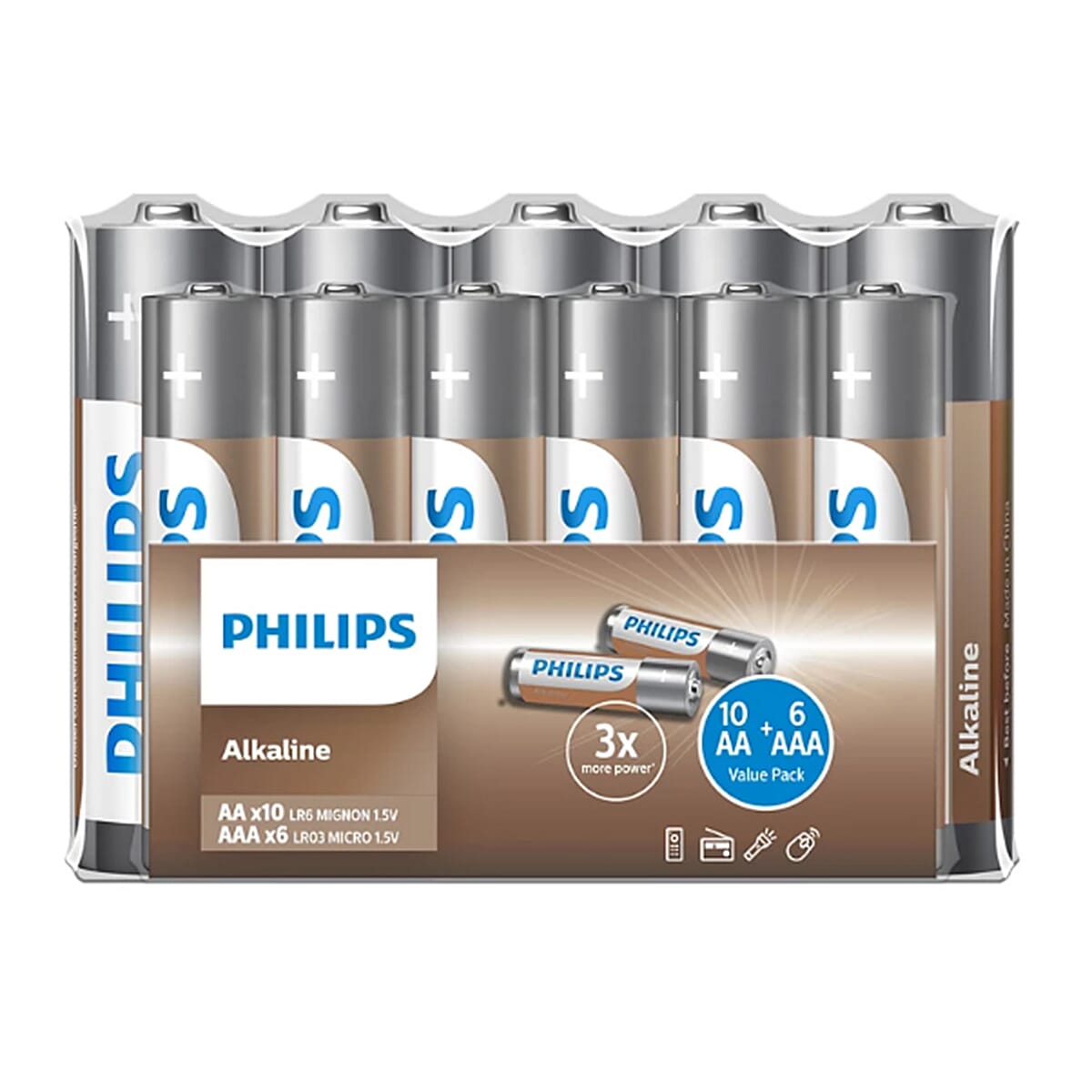 Close Out Deal- Philips Power Alkaline Set Of 16 AA and AAA batteries