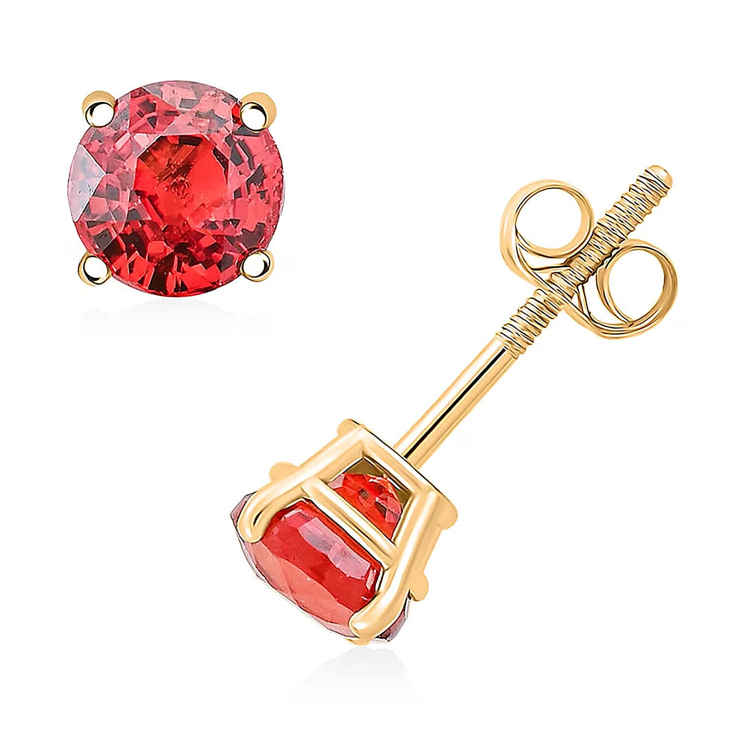 Luxoro 14K Yellow Gold AAA Songea Sapphire Earring, Gold Wt.0.46 Gms  1.100  Ct.