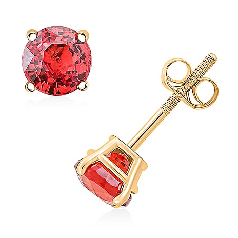 Luxoro 14K Yellow Gold AAA Songea Sapphire Earring, Gold Wt.0.46 Gms  1.100  Ct.