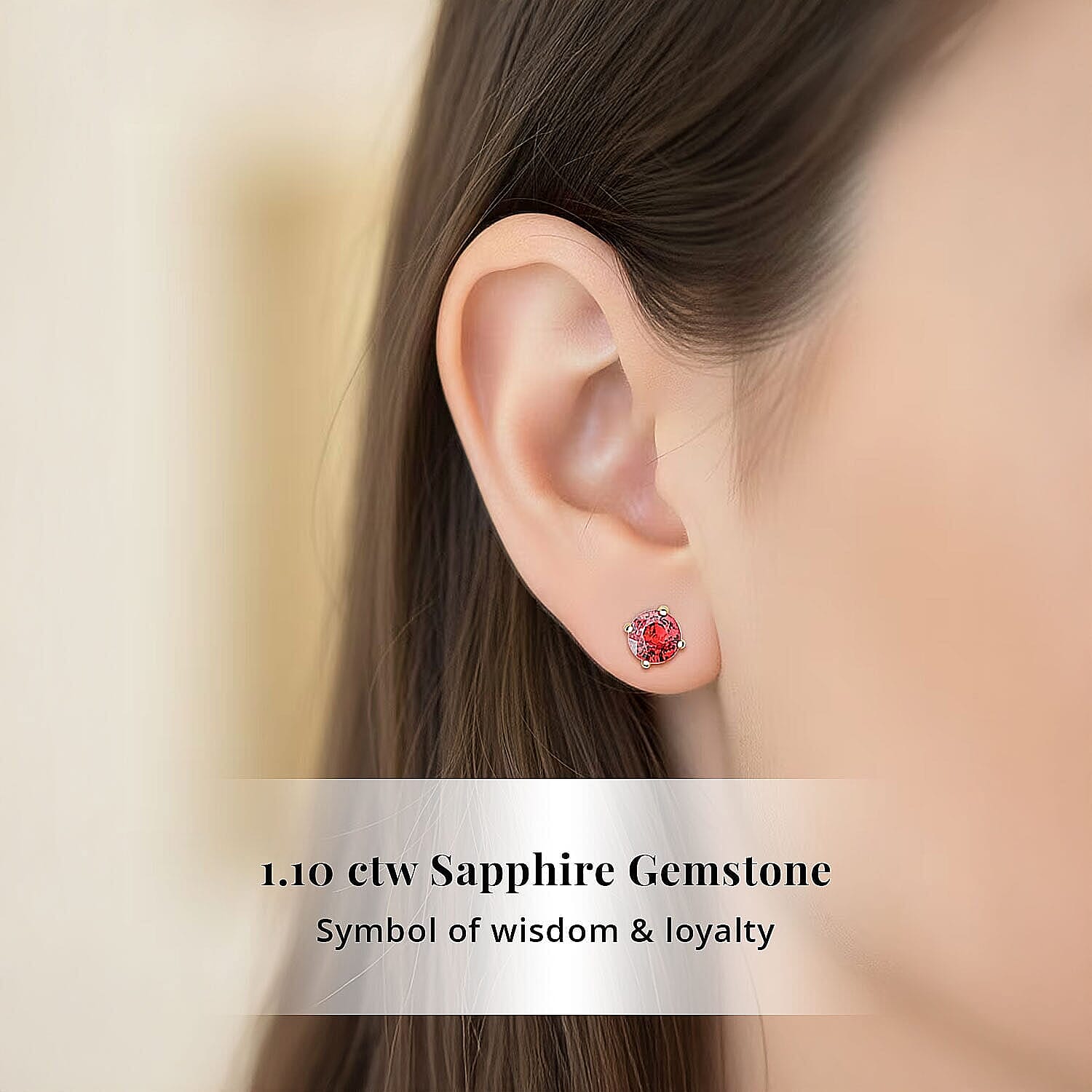 Luxoro 14K Yellow Gold AAA Songea Sapphire Earring, Gold Wt.0.46 Gms  1.100  Ct.