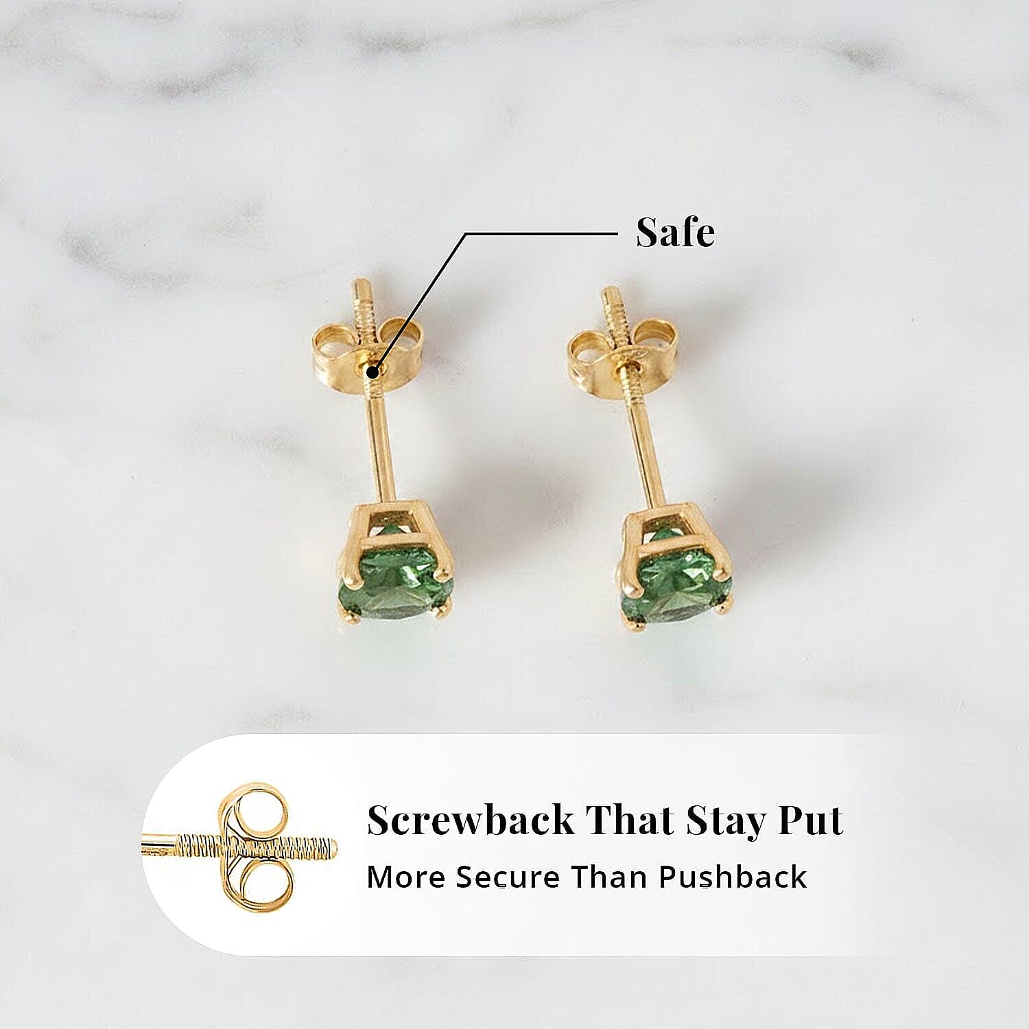 Luxoro 14K Yellow Gold AAA Green Sapphire Earring, Gold Wt.0.46 Gms  1.100  Ct.