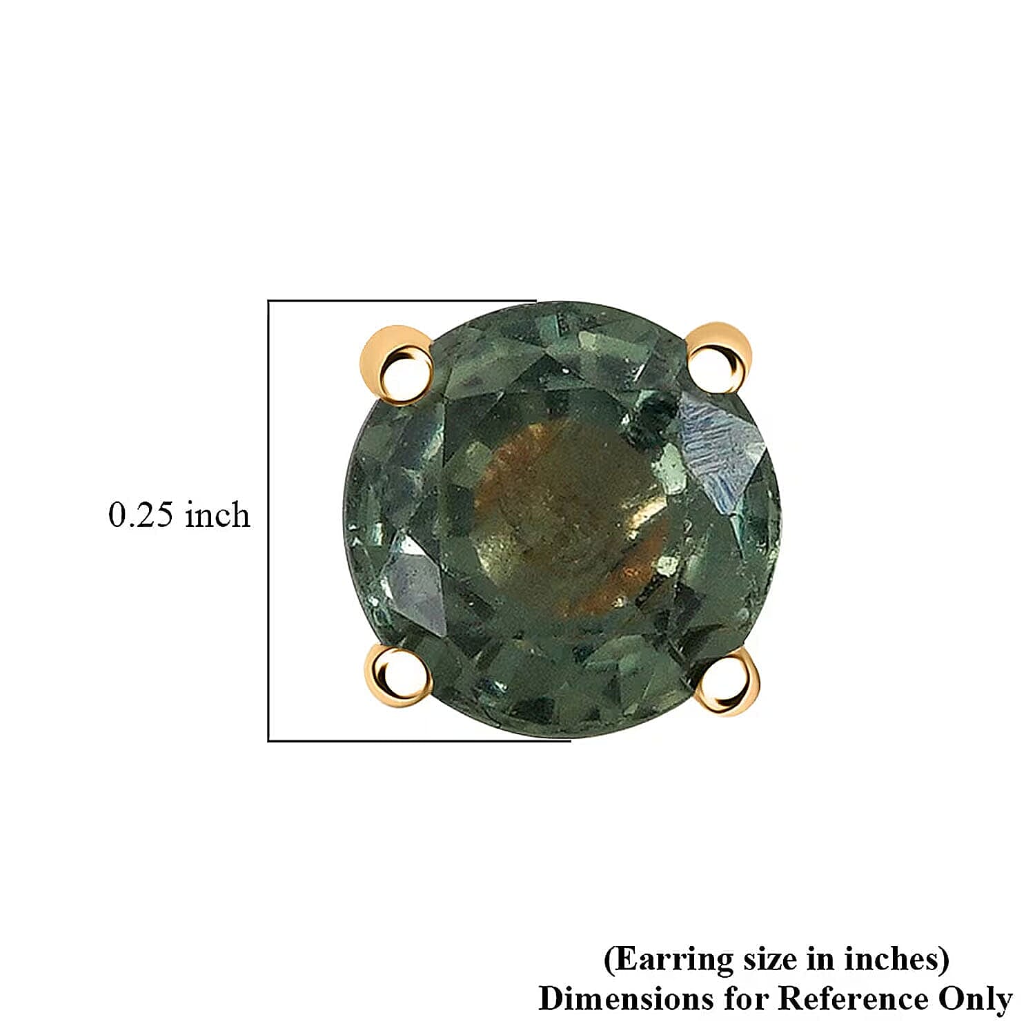 Luxoro 14K Yellow Gold AAA Green Sapphire Earring, Gold Wt.0.46 Gms  1.100  Ct.