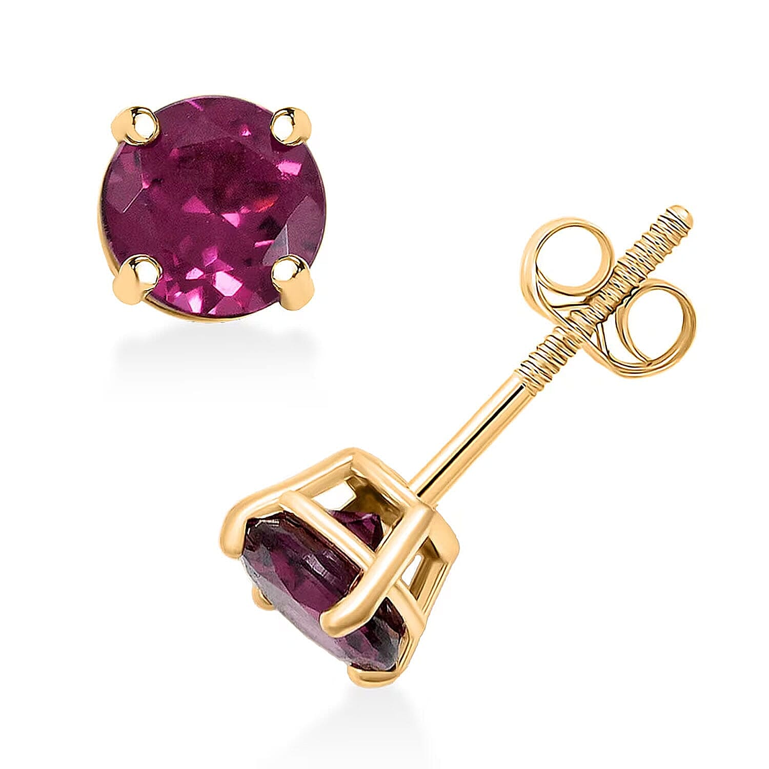 Luxoro 14K Yellow Gold AAA Radiant Ember Garnet Earring, Gold Wt.0.46 Gms  1.200  Ct.