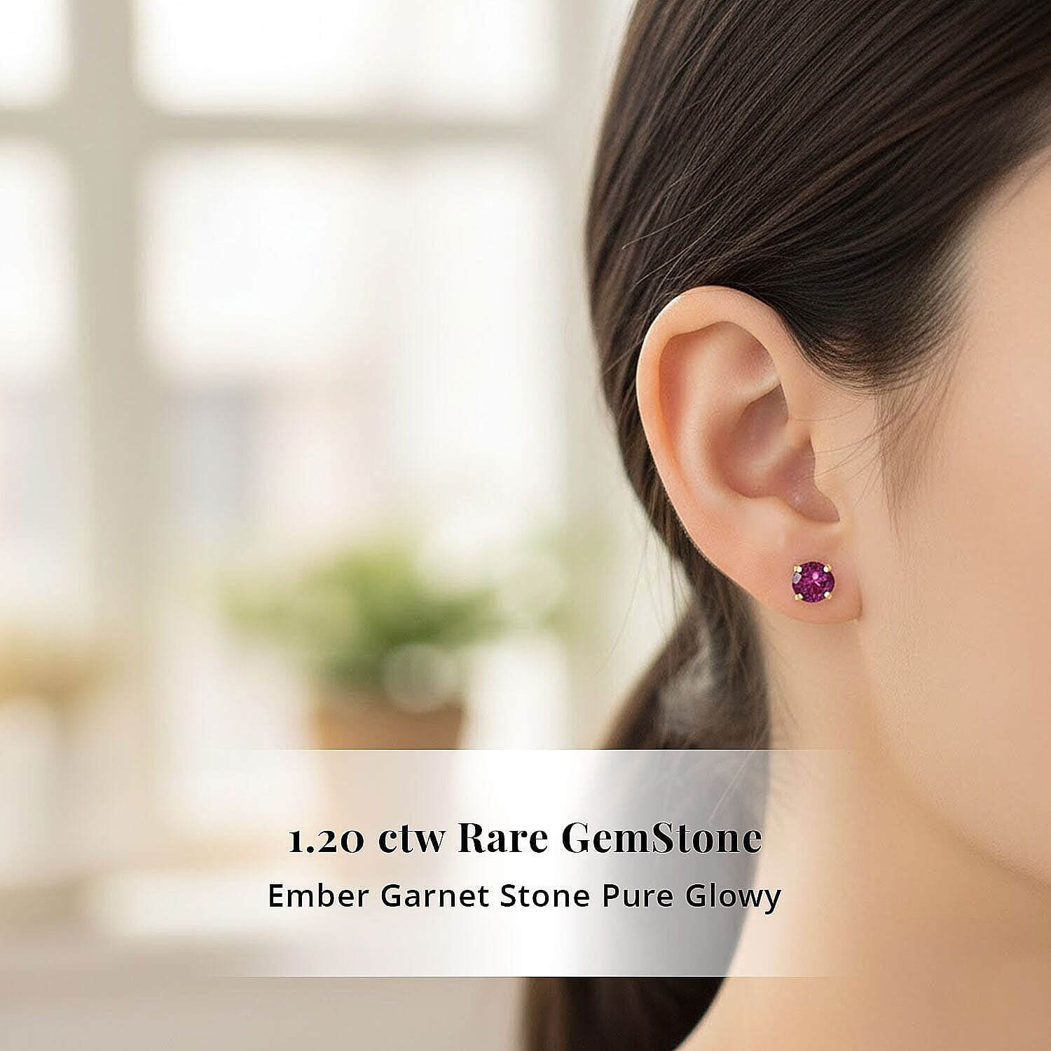 Luxoro 14K Yellow Gold AAA Radiant Ember Garnet Earring, Gold Wt.0.46 Gms  1.200  Ct.