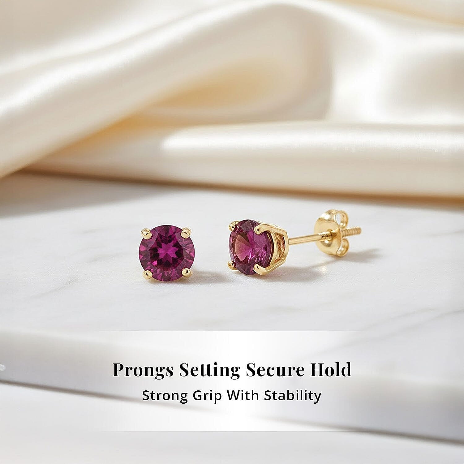 Luxoro 14K Yellow Gold AAA Radiant Ember Garnet Earring, Gold Wt.0.46 Gms  1.200  Ct.