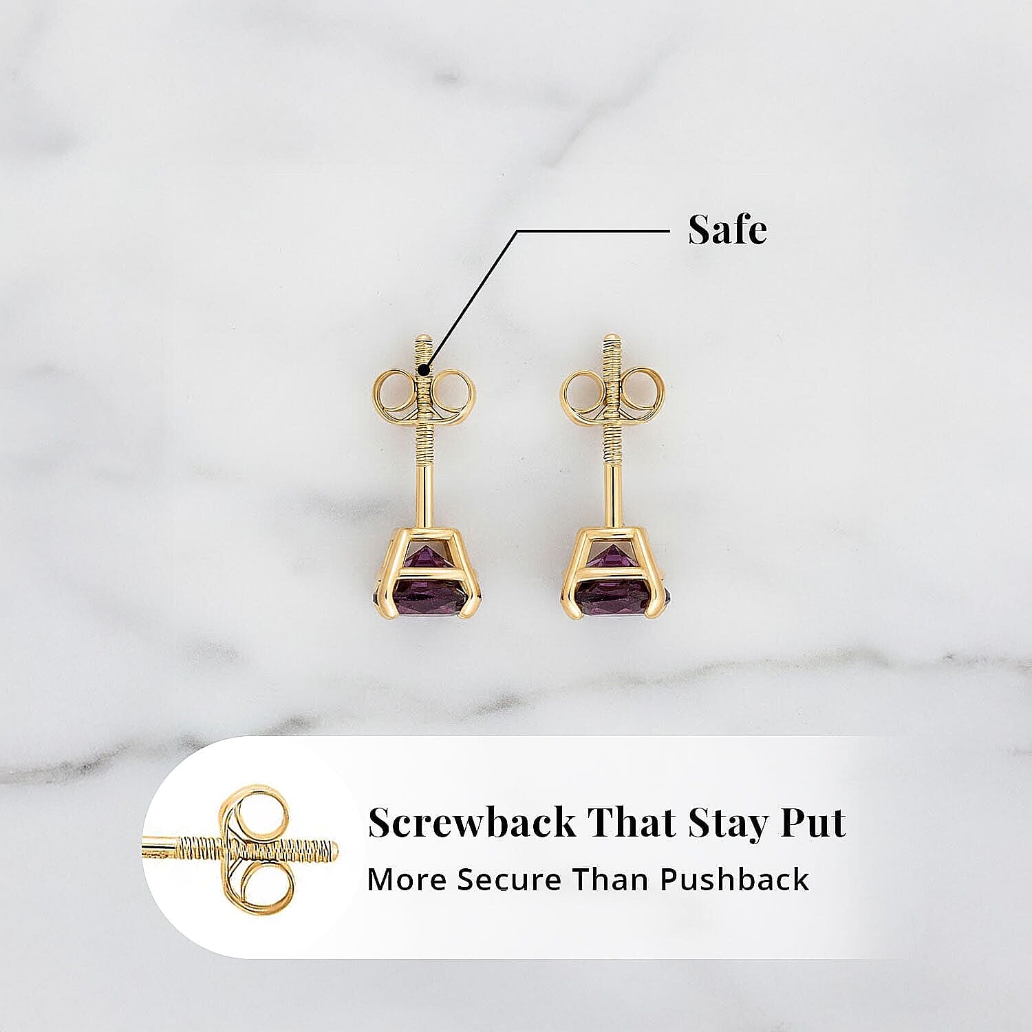 Luxoro 14K Yellow Gold AAA Radiant Ember Garnet Earring, Gold Wt.0.46 Gms  1.200  Ct.