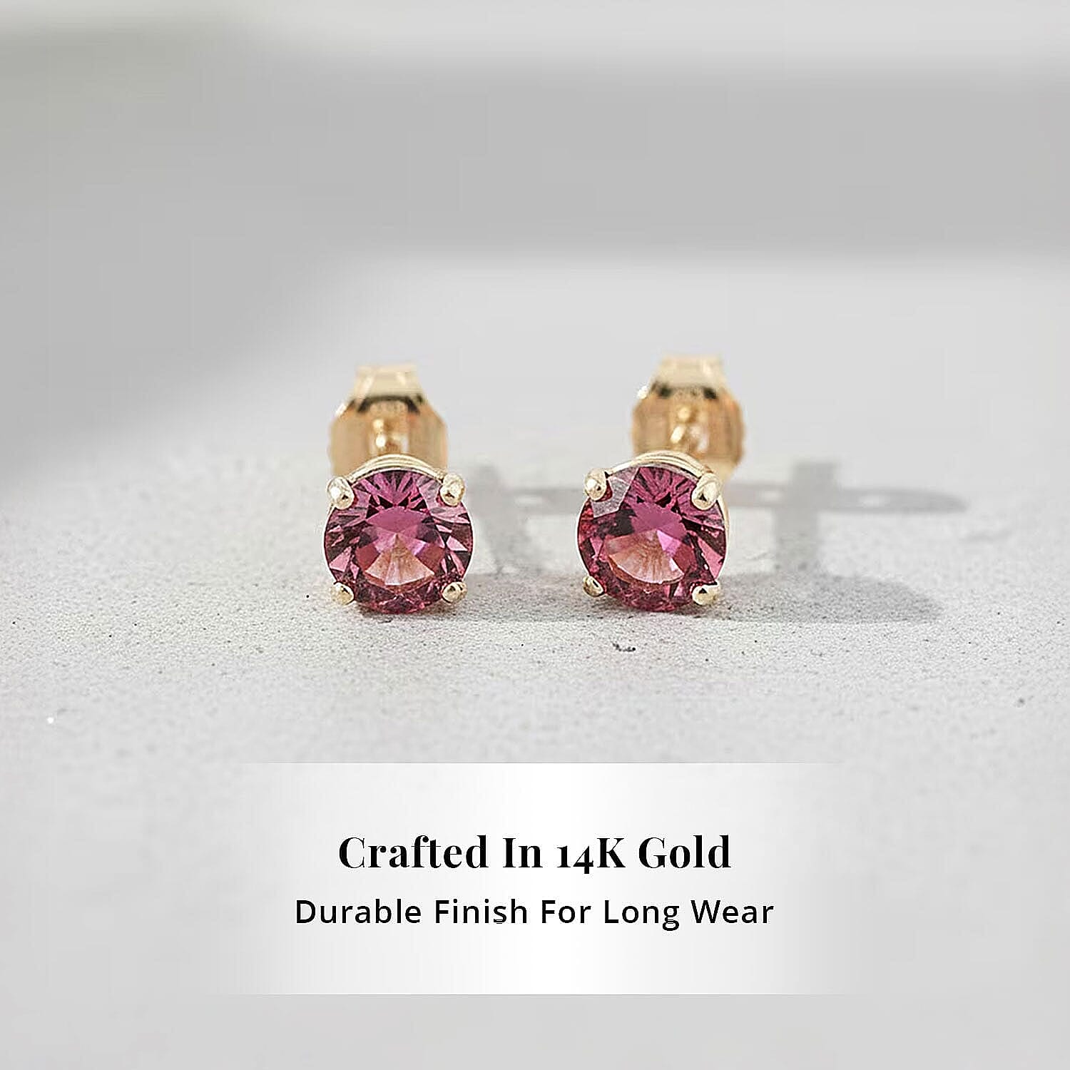 Luxoro 14K Yellow Gold AAA Rubellite Earring, Gold Wt.0.46 Gms  1.100  Ct.