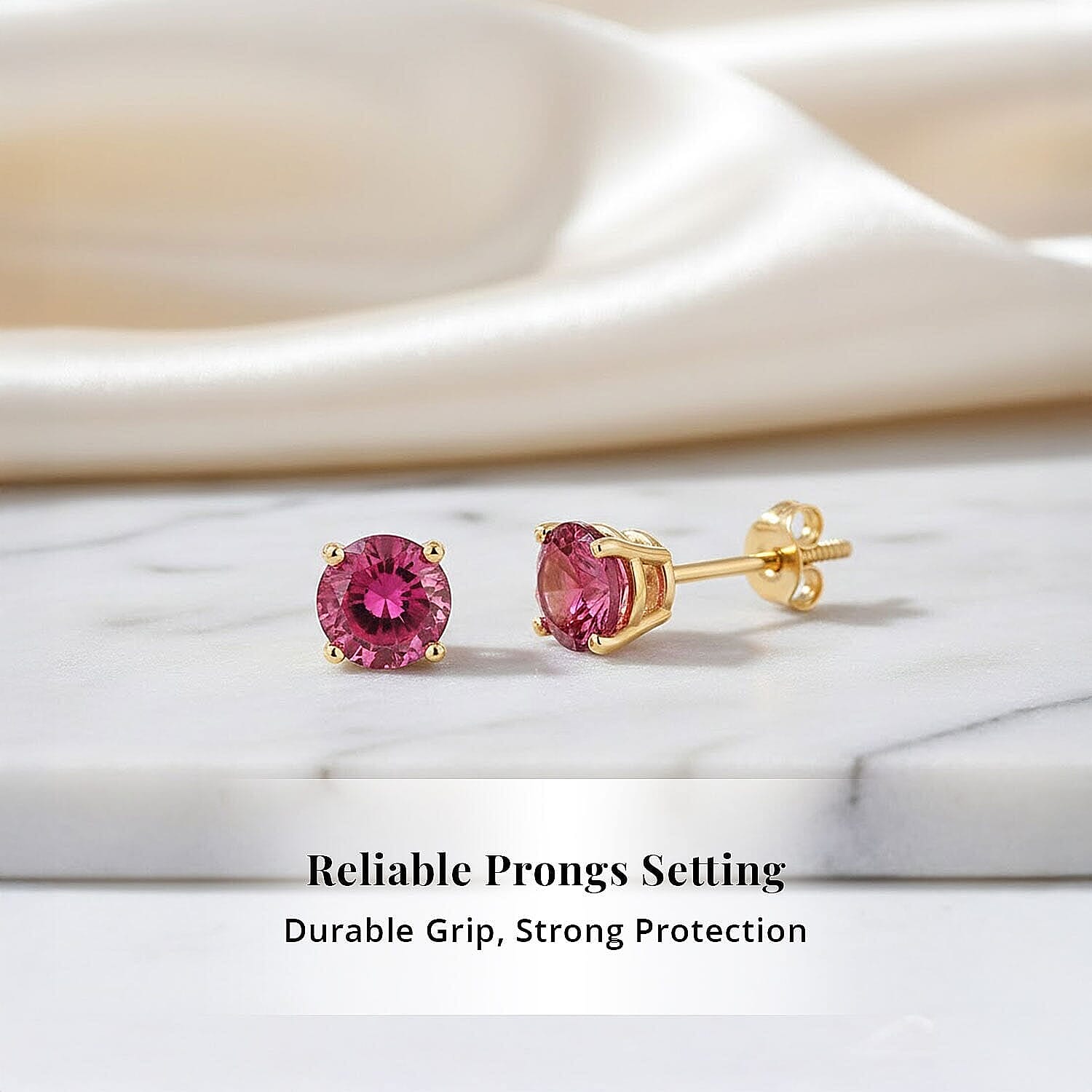 Luxoro 14K Yellow Gold AAA Rubellite Earring, Gold Wt.0.46 Gms  1.100  Ct.