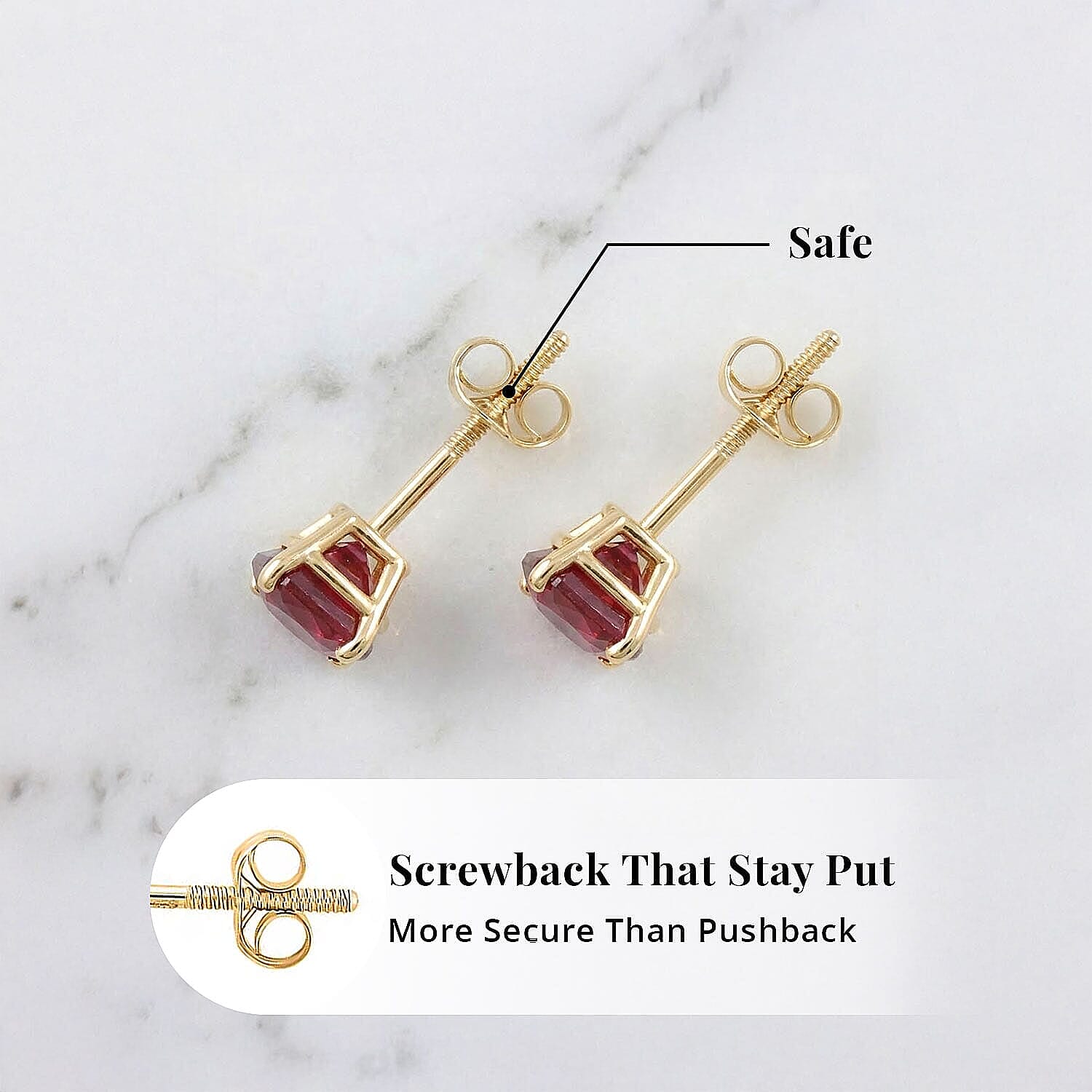 Luxoro 14K Yellow Gold AAA Rubellite Earring, Gold Wt.0.46 Gms  1.100  Ct.