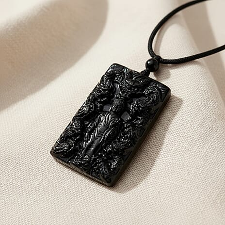 Natural Boots Black Nephrite Jade Buddha Necklace 125.00 Ct.