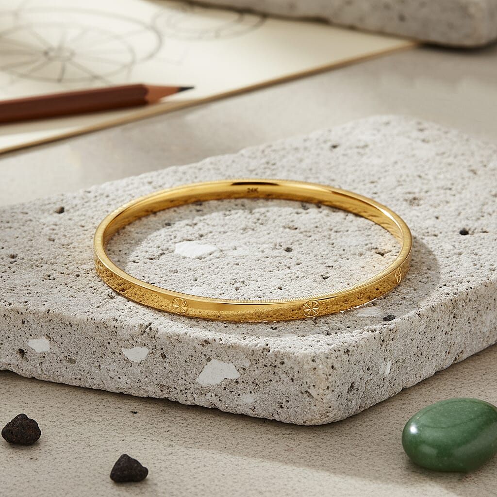 Designer Inpisred Close Out Deal  - 24K Yellow (99.9 & Purity )Gold Bangle (Size 7.5)