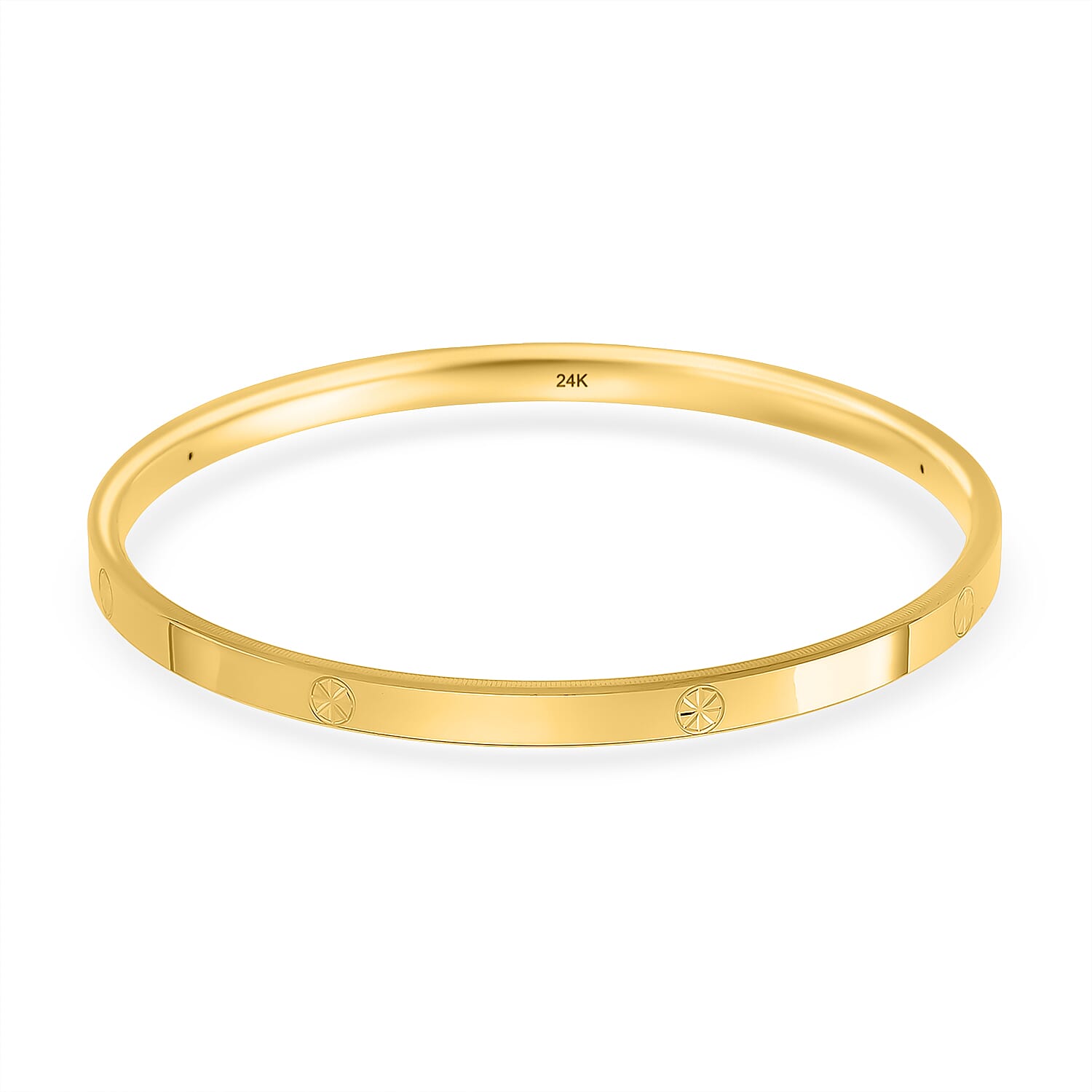 Designer Inpisred Close Out Deal  - 24K Yellow (99.9% Purity )Gold Bangle (Size 7.5) 5.25 gram