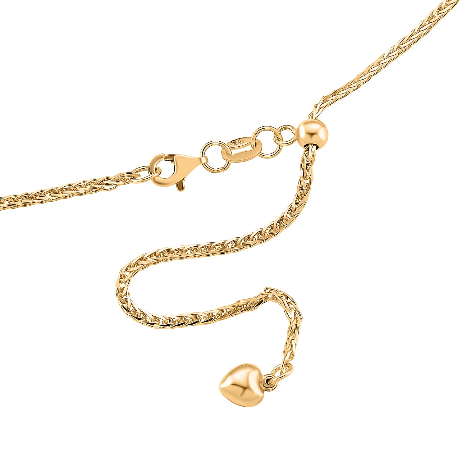 First Time Ever- 24K Gold ( 99.99 % Purity) SOLID Spiga Necklace (Size 24 Adjustable) with Lobster Clasp, Gold Wt. 8.53 Gms.