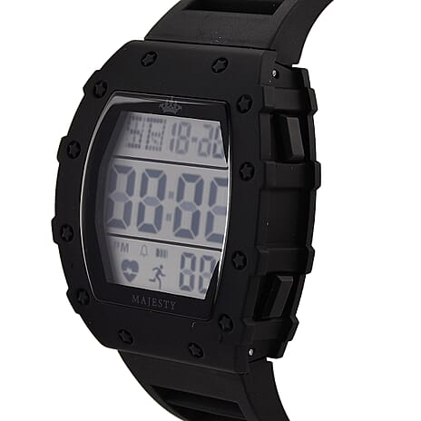 MAJESTY Digital Electronic 3ATM WR LCD Dial - Black Case Mens Watch with Black TUP Strap