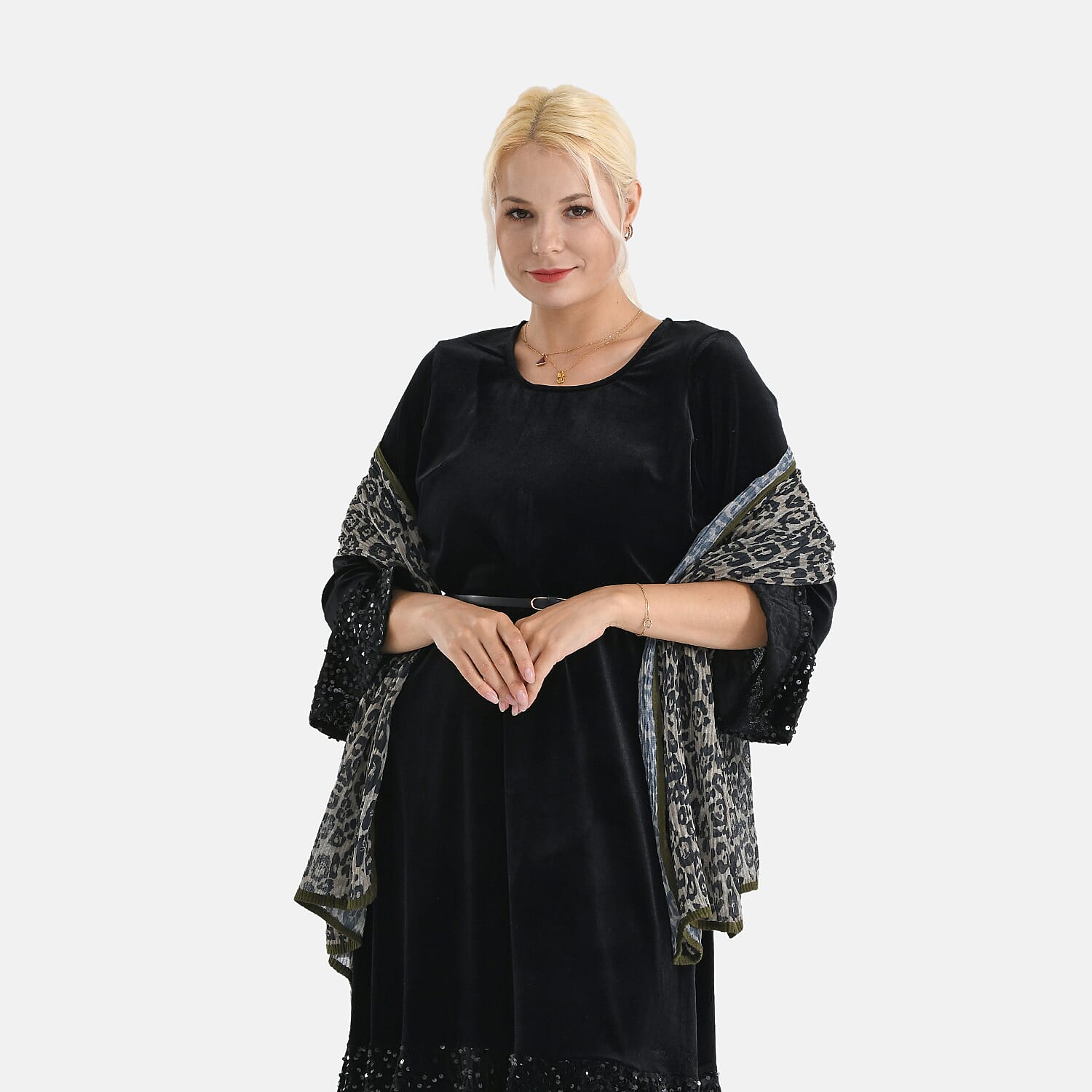 Limited Collection Sparkling Sequin Evening Shawl (180 x 70 cm) - Yellow