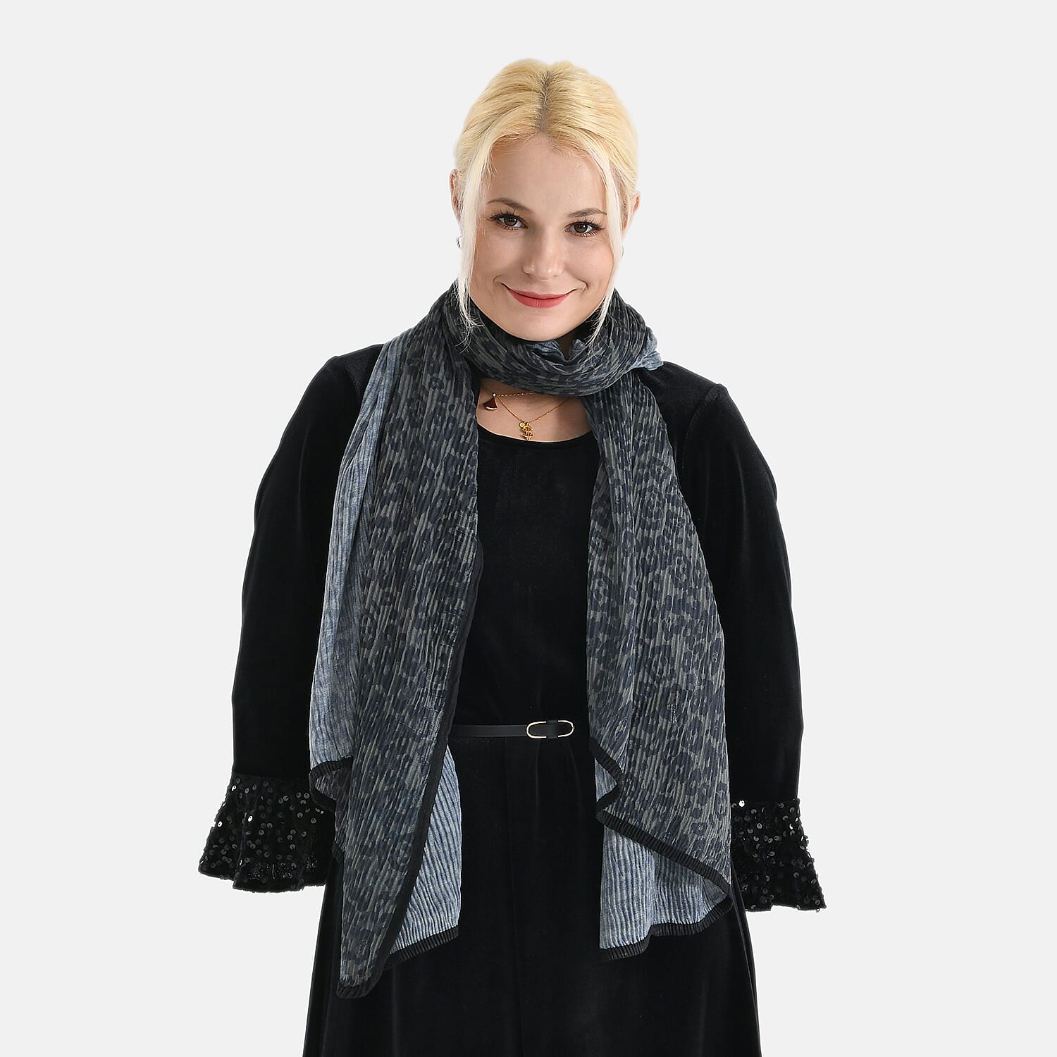 Limited Collection Leopard Print Sparkling Sequin Evening Shawl (180 x 70 cm) - Green