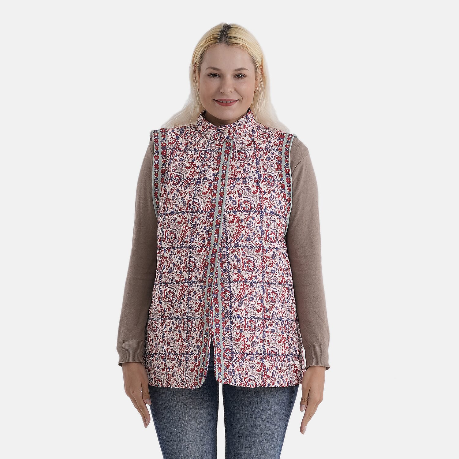 La Marey Chelsea Floral Print Gilet (Size 18-20) - Red