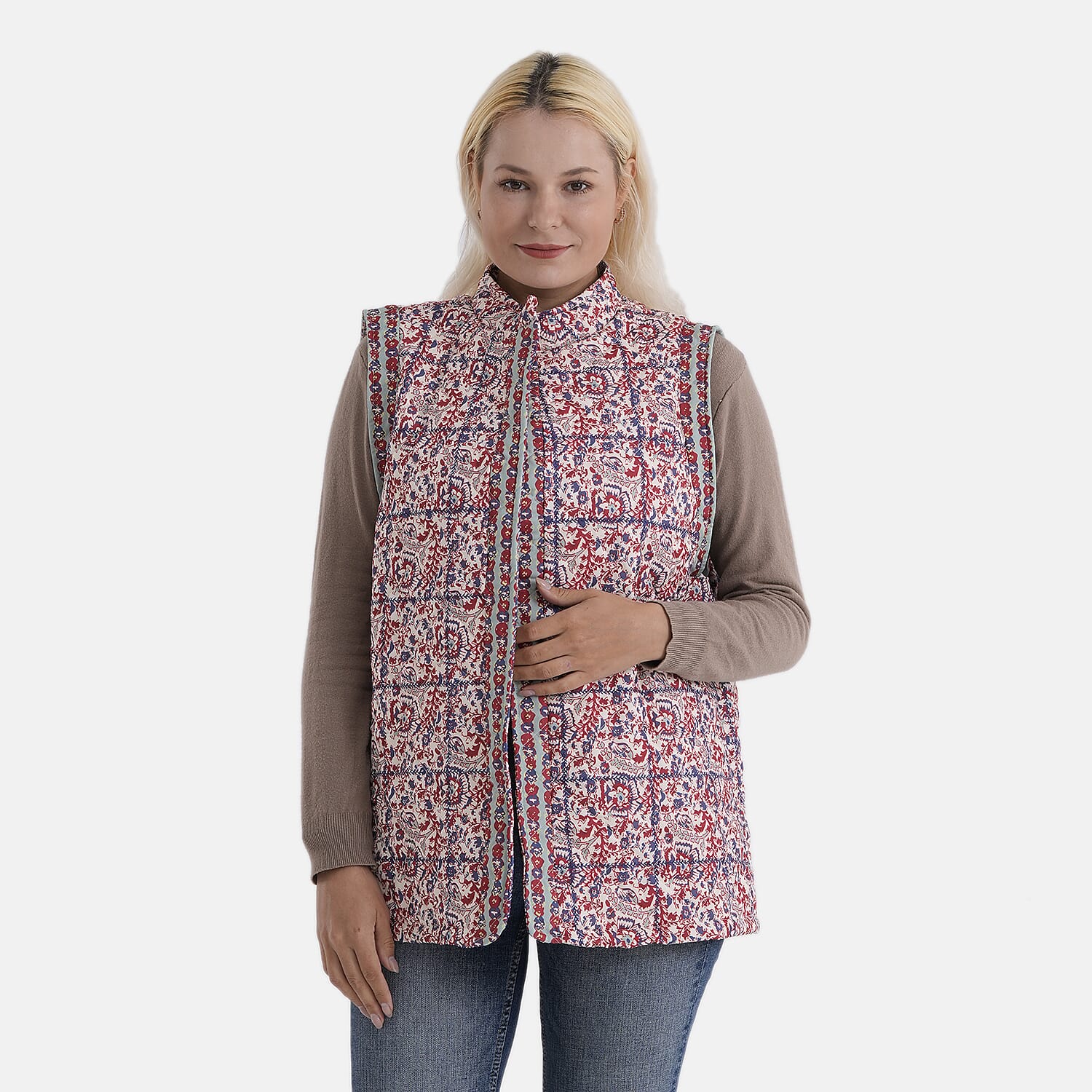 La Marey Chelsea Floral Print Gilet (Size 18-20) - Red