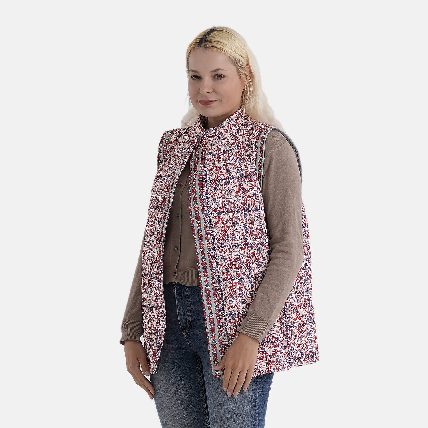 La Marey Chelsea Floral Print Gilet (Size 18-20) - Red