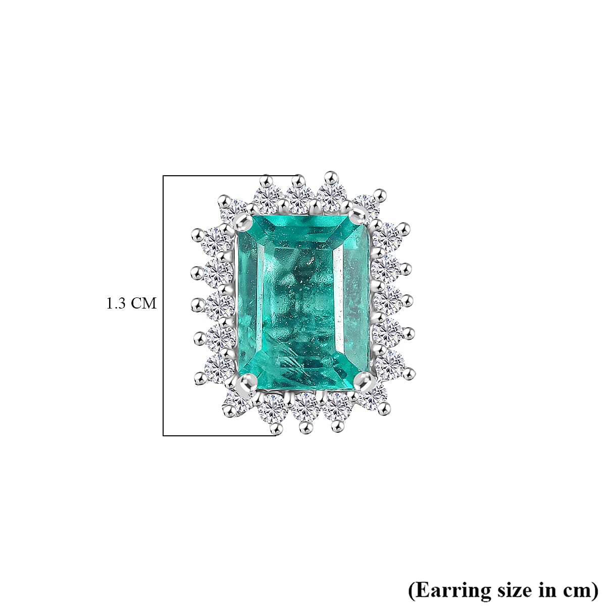 D'Joy Emeraldine Triplet Quartz, White Zircon Main Stone With Surrounding Stone Earring in Platinum OverlaySterling Silver  3.062  Ct.