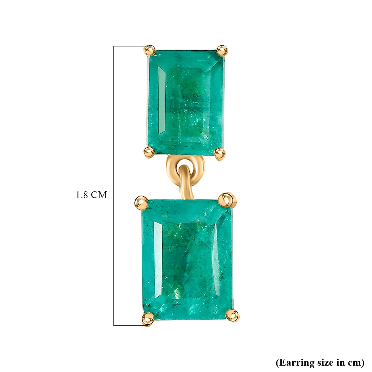 D'Joy Emeraldine Triplet Quartz Solitaire Stud Push Post Earring Sterling Silver  5.022  Ct.