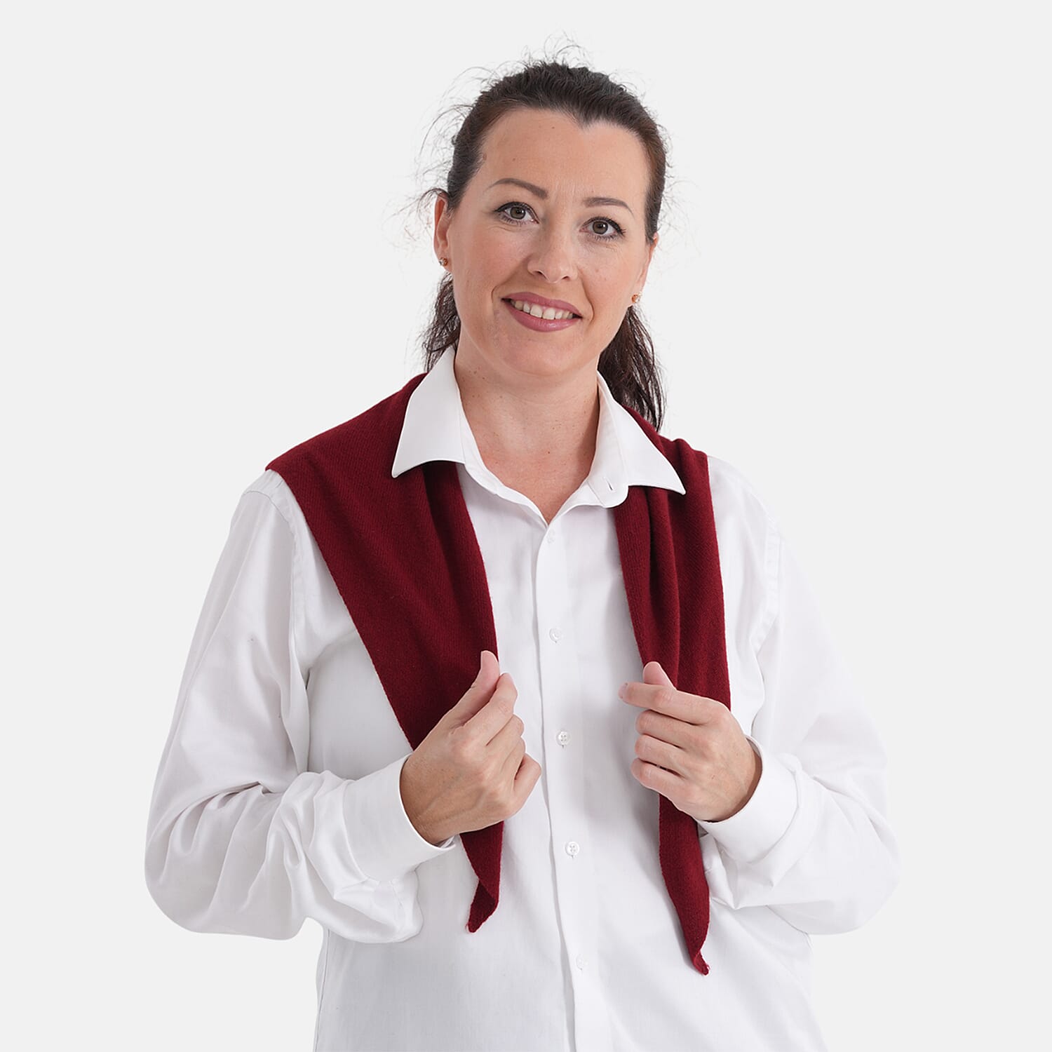 La Marey 100% Super Soft Wool Triangle Neck Scarf (103 x 34cm, One Size) - Red