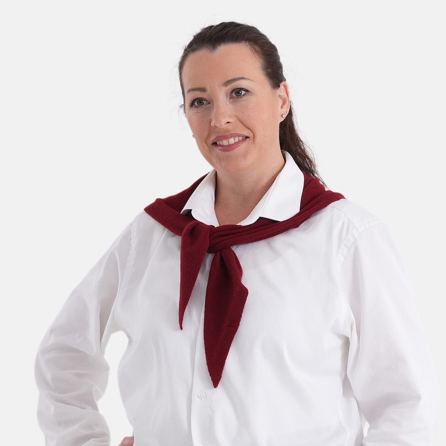 La Marey 100% Super Soft Wool Triangle Neck Scarf (103 x 34cm, One Size) - Red