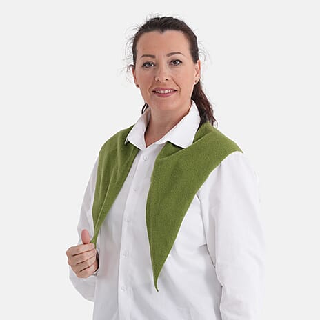 La Marey 100% Super Soft Wool Triangle Neck Scarf (103 x 34cm, One Size) - Green