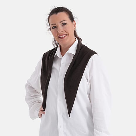 La Marey 100% Super Soft Wool Triangle Neck Scarf (103 x 34cm, One Size) - Brown