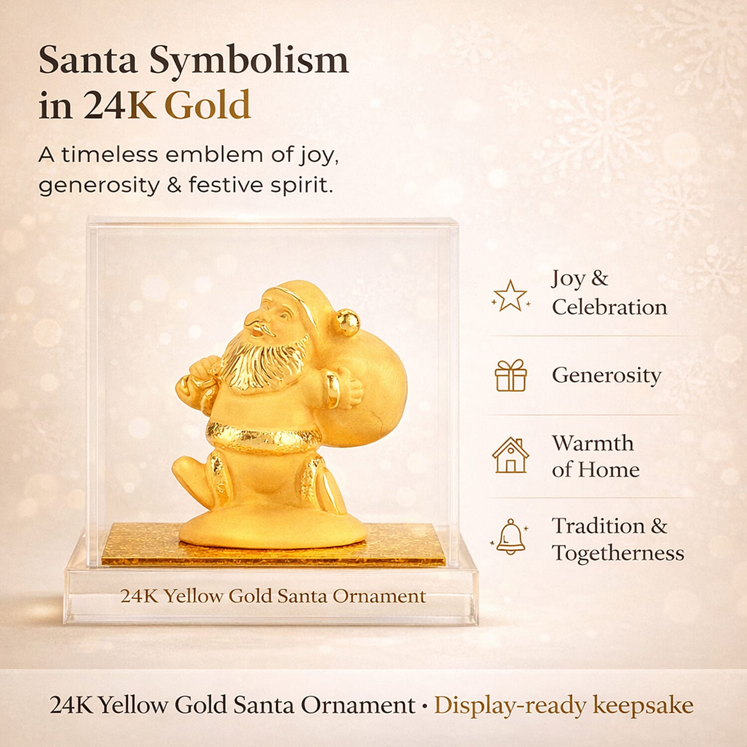 Christmas Gift Deal- 24K Yellow Gold Santa Claus Ornament