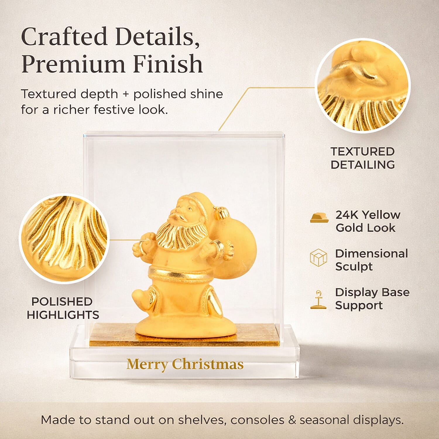Christmas Gift Deal- 24K Yellow Gold Santa Claus Ornament