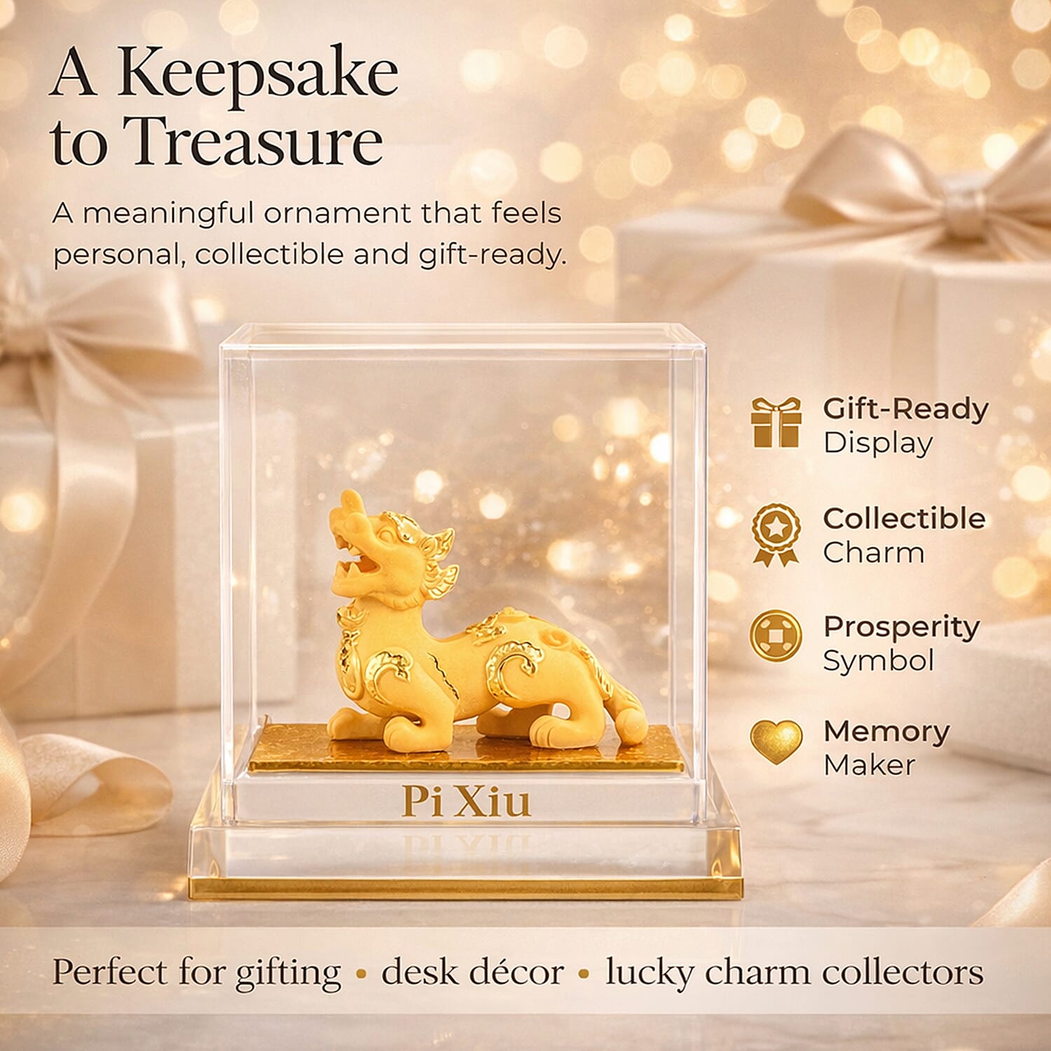 24K Yellow Gold Pixiu Ornament