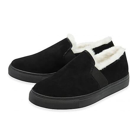 Ravel Oxley Faux Fur Lined Slip-On Shoe (Size 3) - Black