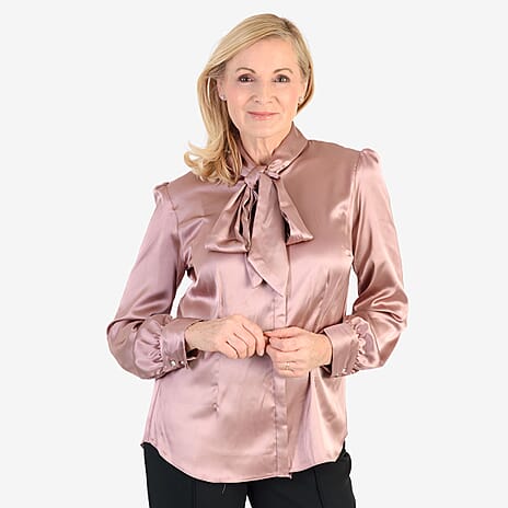 Best Seller Marina Kaneva Bow Tie Top (Size 16) - Rose Pink