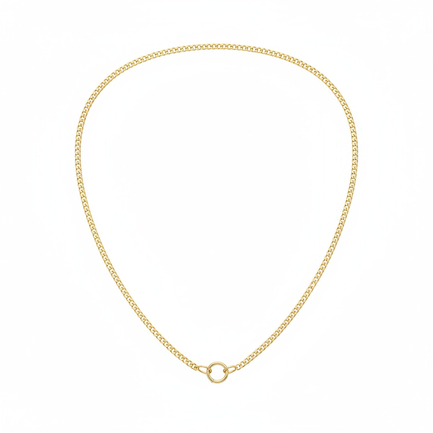 Sterling Silver Diamond Cut Curb Chain in Yellow Gold Plated (Size 16) with Spring Ring Clasp