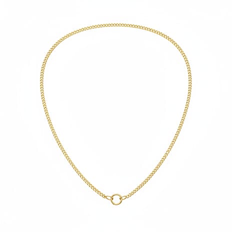 Sterling Silver Diamond Cut Curb Chain in Yellow Gold Plated (Size 16) with Spring Ring Clasp