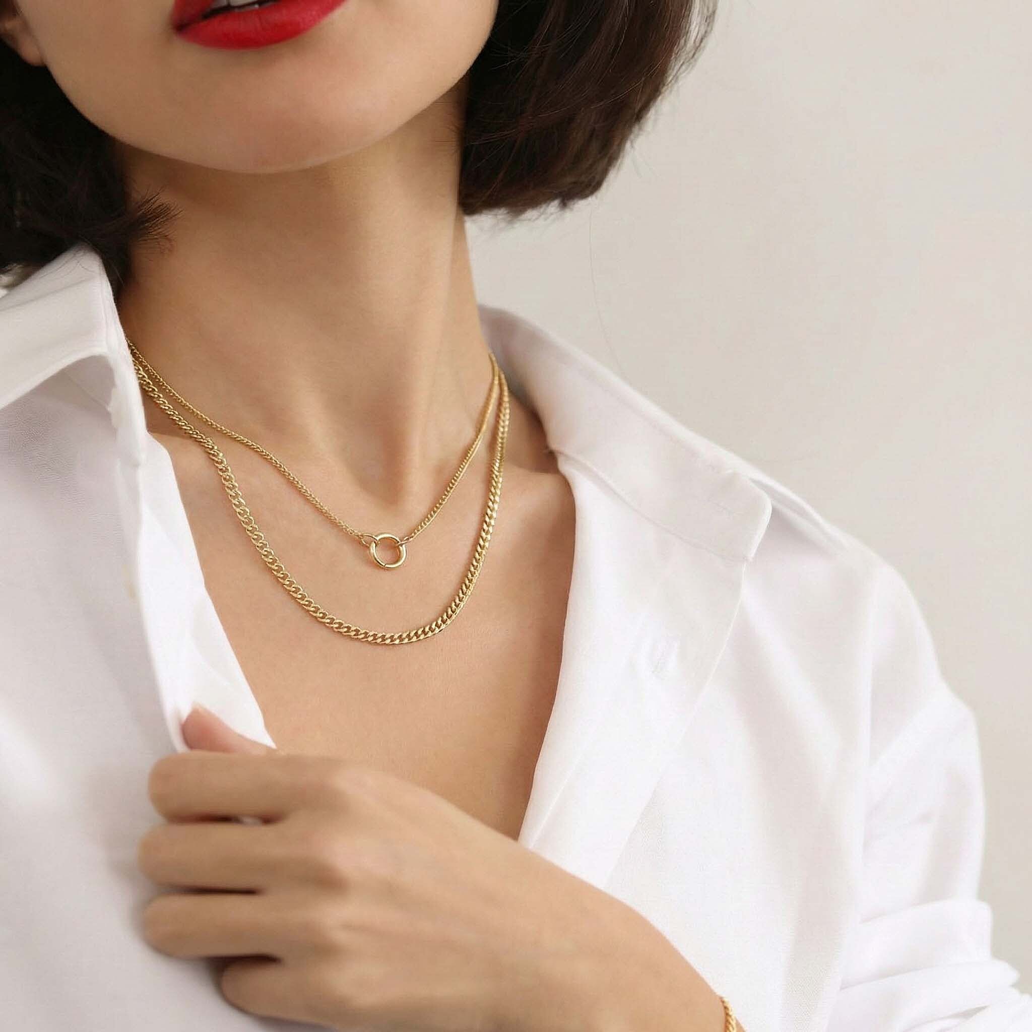 Sterling Silver Diamond Cut Curb Chain in Yellow Gold Plated (Size 18) with Spring Ring Clasp