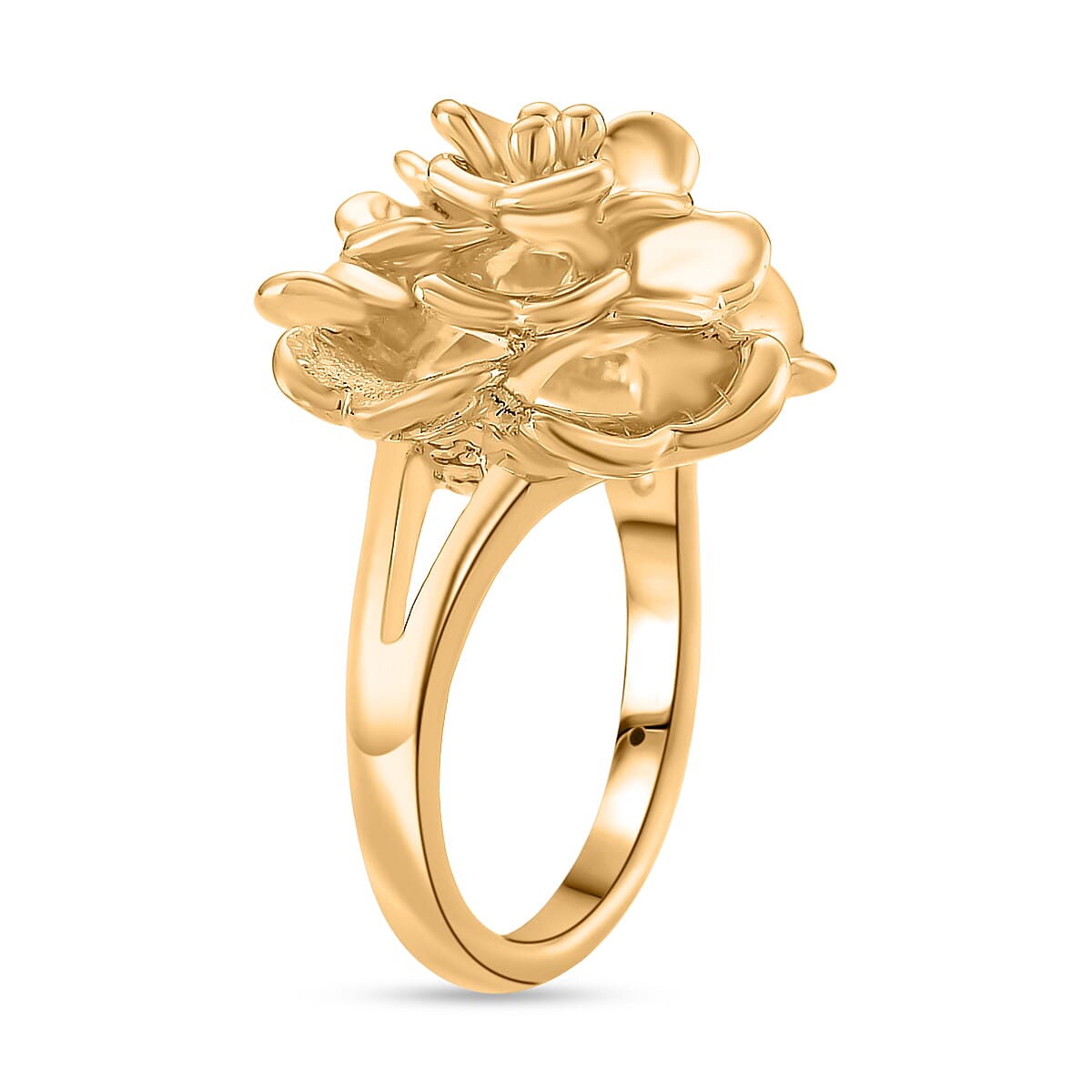 24K Yellow Gold Flower Hollow Ring