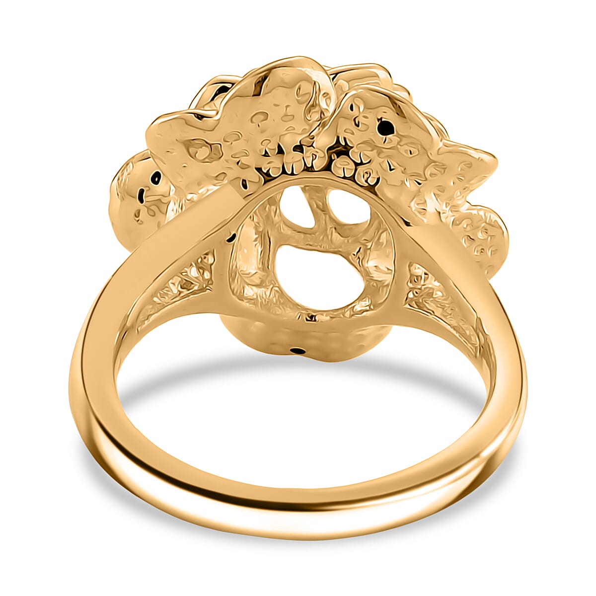 24K Yellow Gold Flower Hollow Ring