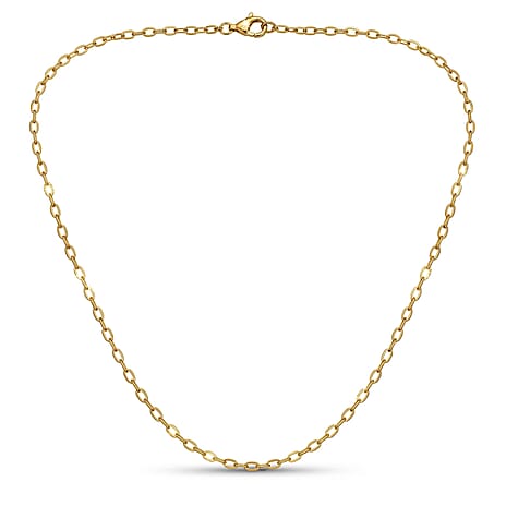 Italian Closeout - Sterling Silver Romy Chain with Spring Ring Clasp in Yellow Gold Plated (Size 18)