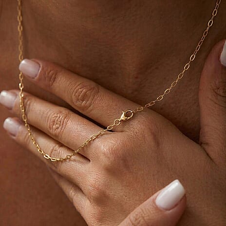 Italian Closeout - Sterling Silver Romy Chain (Size 22) with Spring Ring Clasp in Yellow Gold Plated