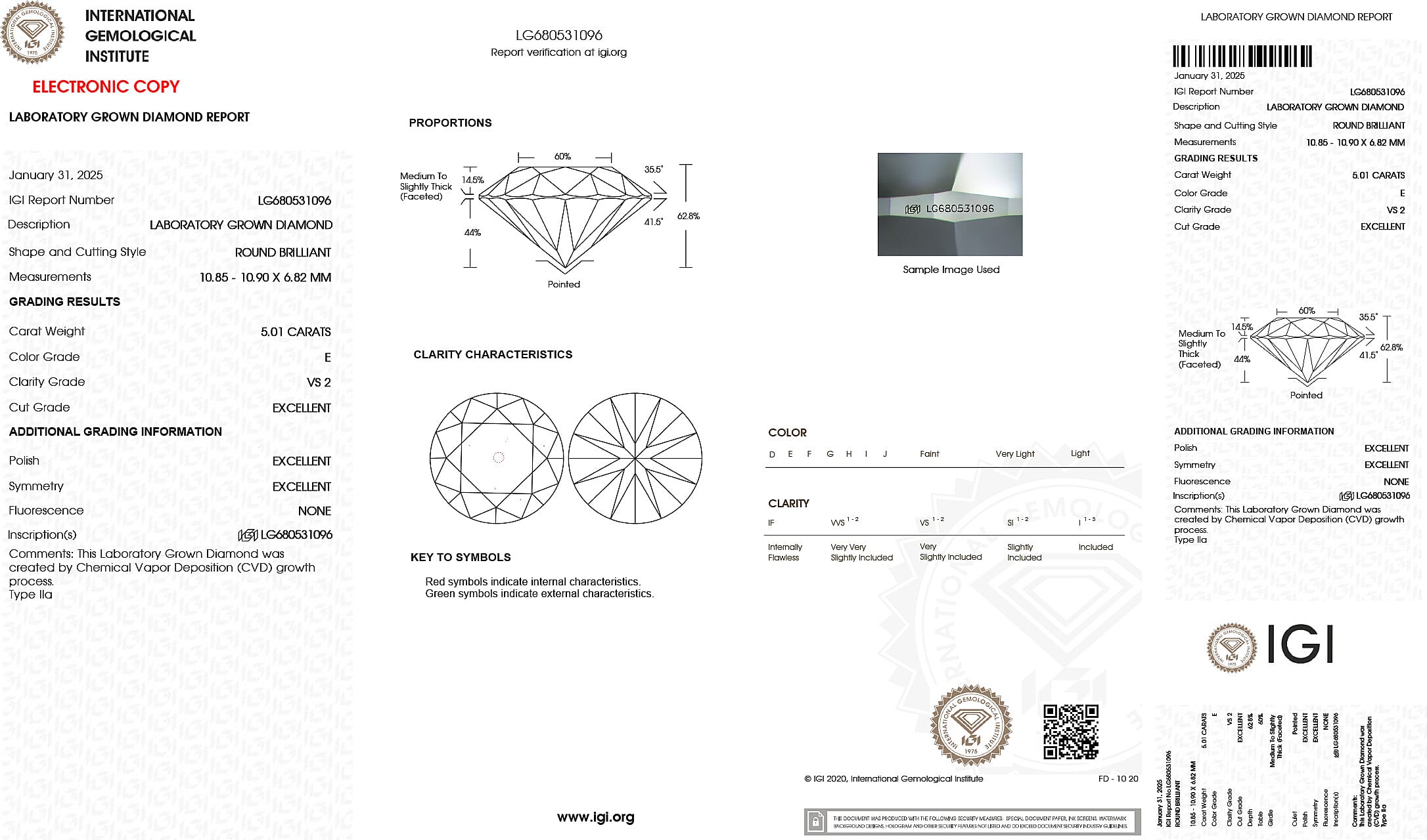 Luxuriant 950 Platinum IGI Certified Lab Grown Diamond (VS-EF) Pendant 5.02 Ct.