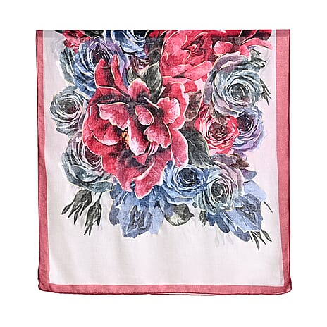 Limited Collection Sparkling Sequin Floral Print Scarf (One Size, 180 x 90 cm) - Grey