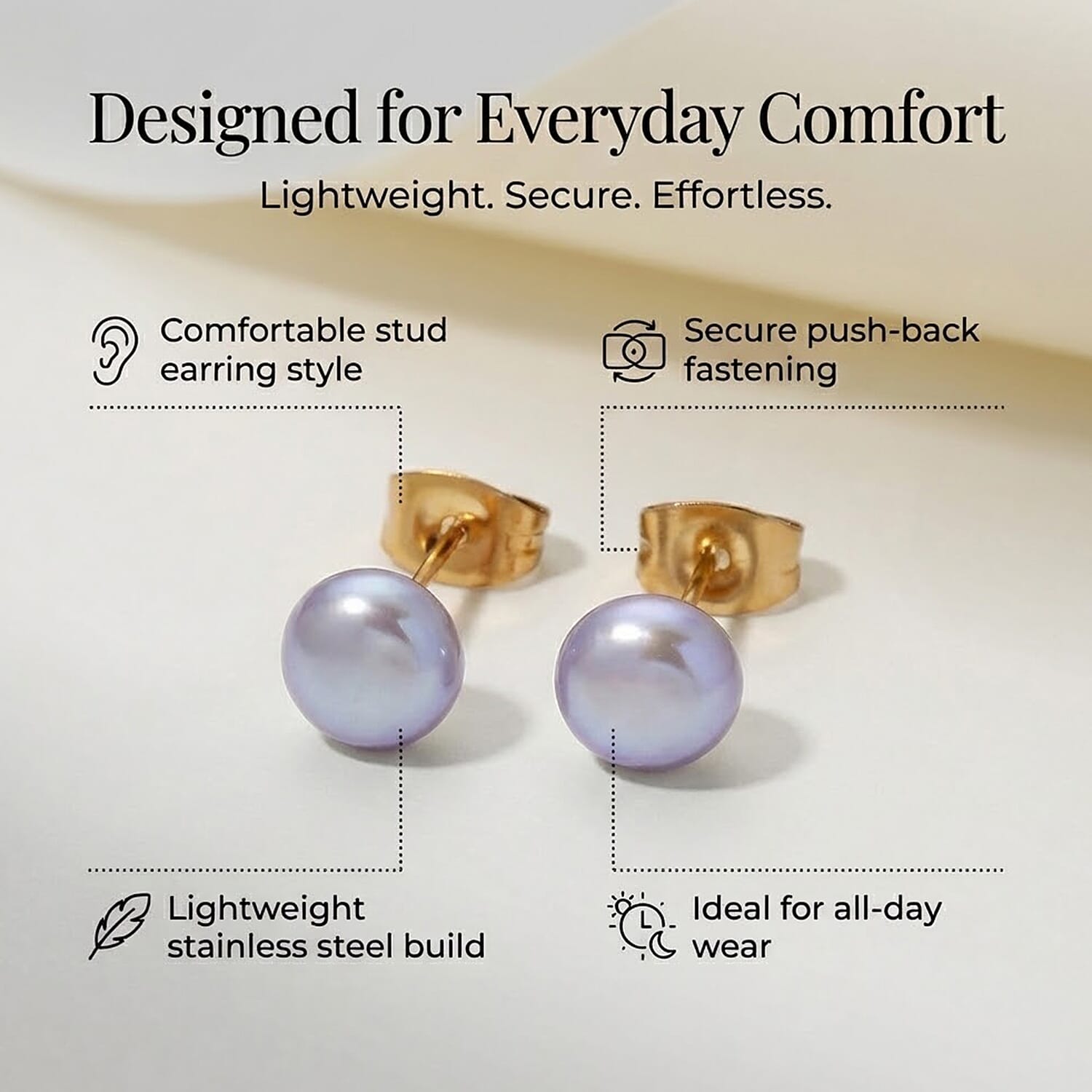 Grey Fresh Water Pearl Earrings with Push Backs