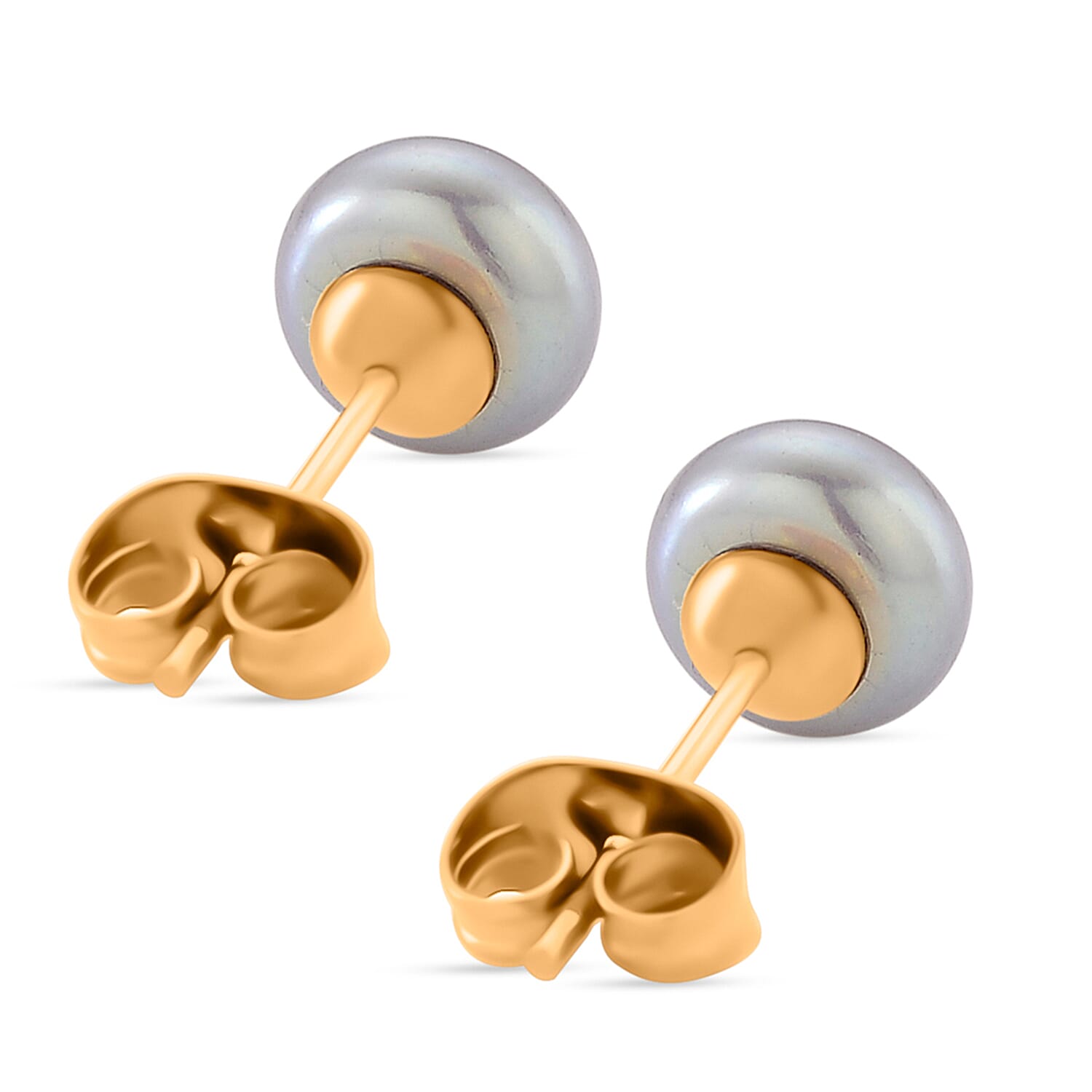 Grey Fresh Water Pearl Earrings with Push Backs