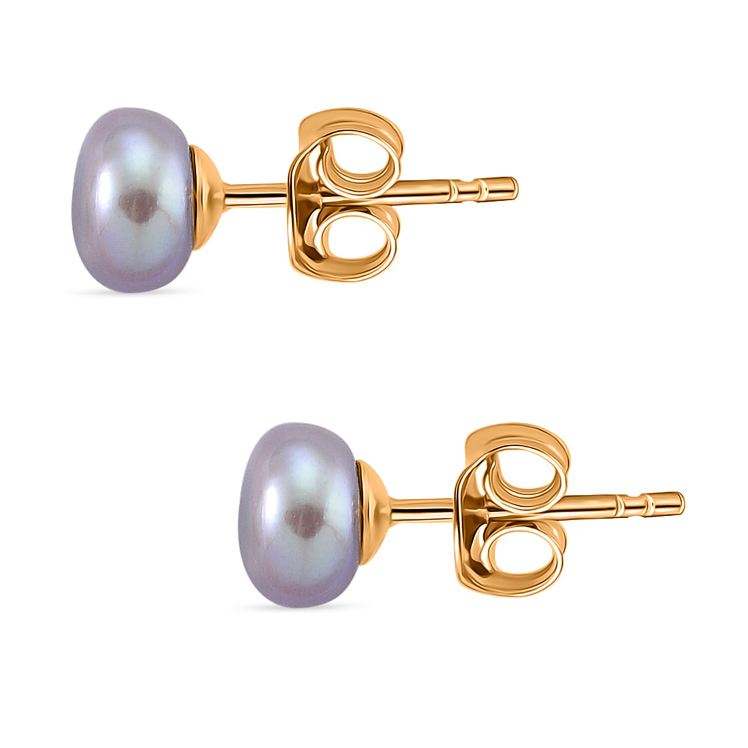 Grey Fresh Water Pearl Earrings with Push Backs